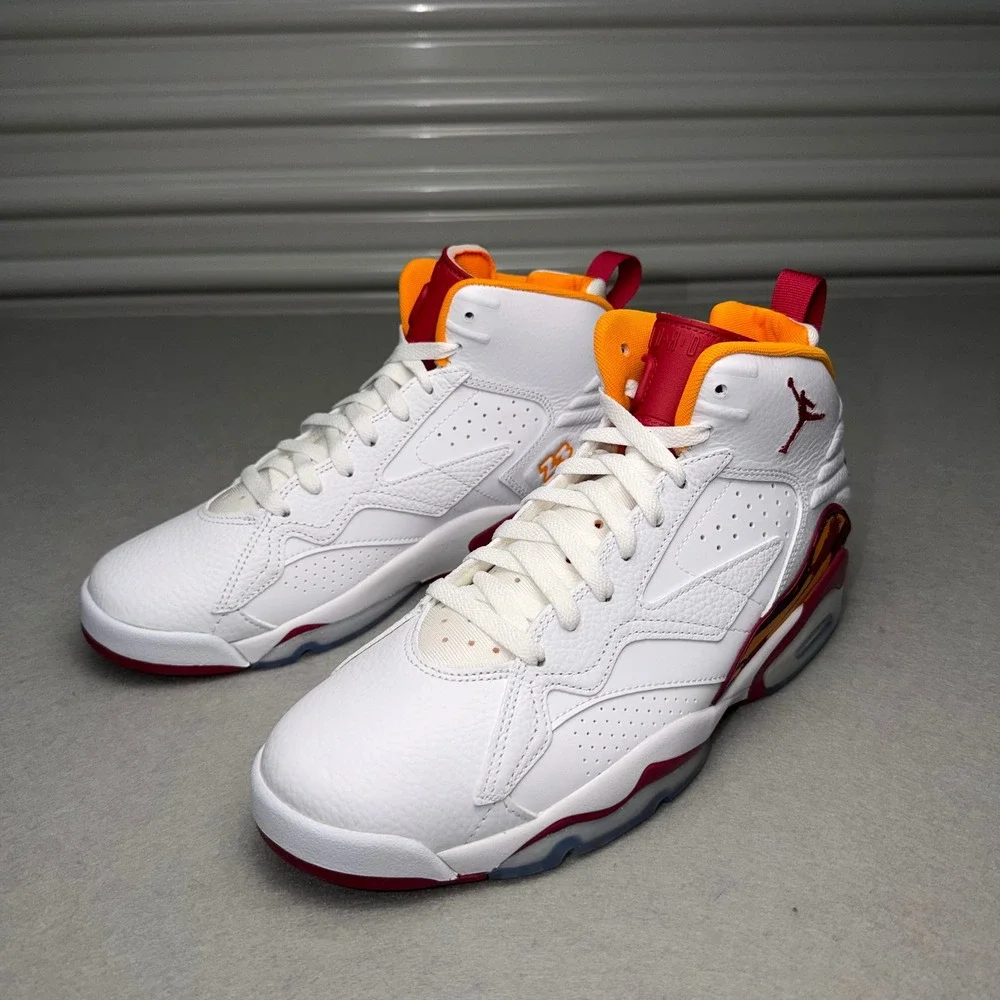 Jordan MVP White Cardinal Red Orange Basketball Shoes DZ4475-168 Mens Size 10.5